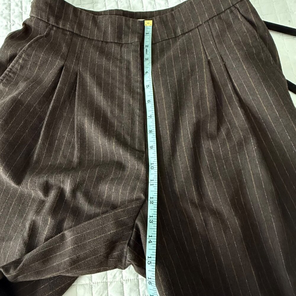 Vanessa Bruno Brown Pinstripe Wide-Leg Trousers Size 40 Wool Viscose Blend Women - Picture 13 of 16
